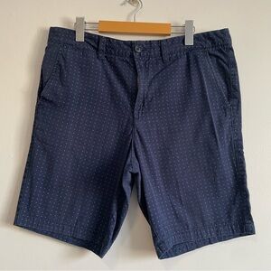Navy Blue Polka Dot  Cotton Flat Shorts